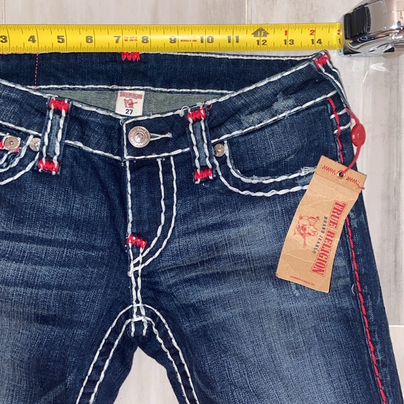 True Religion Skinny Flaps Thick Embrodered White Stitch, 27x31, NWT, $352 MSRP - Picture 5 of 12